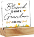 Grandma Gift Nana Gifts, Blessed to Have a Grandma Like You Desk Decor Grandmother Square Acrylic Desk Plaque Sign With Wood Stand Home Desk Sign ...
