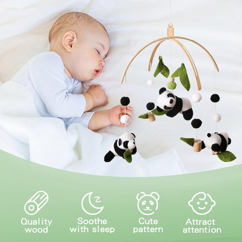 Baby Crib Mobile - Panda Mobile for Crib, Nursery Mobile Decor, Baby Bassinet Mobile Toy - Shower Set for Infant Bedroom Hanging Decoration, Gende...