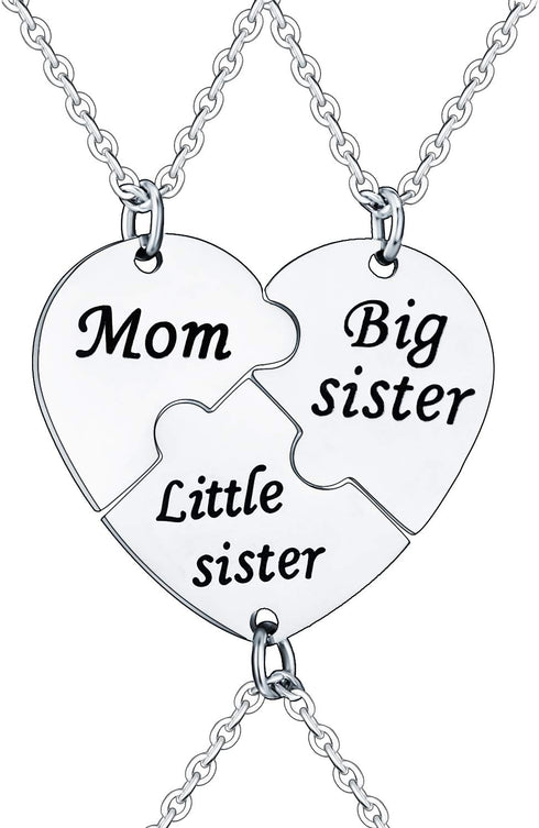 YEEQIN 3PCs/Set Mom Big Sister Little Sister Mom Necklaces Set Mother Daughters Matching Heart Jewley Set...