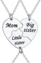 YEEQIN 3PCs/Set Mom Big Sister Little Sister Mom Necklaces Set Mother Daughters Matching Heart Jewley Set...