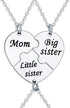 YEEQIN 3PCs/Set Mom Big Sister Little Sister Mom Necklaces Set Mother Daughters Matching Heart Jewley Set...