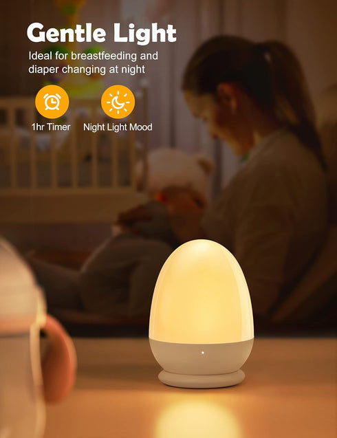 JolyWell Baby Night Light for Kid, Portable Egg Nightlight with Stable Charging Pad, Touch Nursery Night Lamp for Breastfeeding, Toddler Night Lig...
