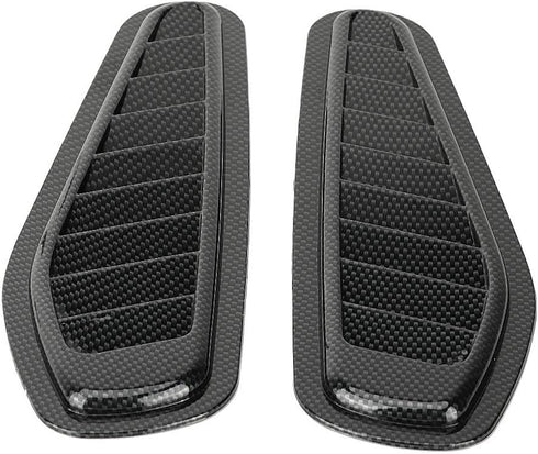 Air Flow Intake Cover, 2pcs Carbon Fiber Style Car Air Flow Intake Decorative Scoop Bonnet Vent Hood Cover Universal Air Flow Vent Cover Hood Scoo...