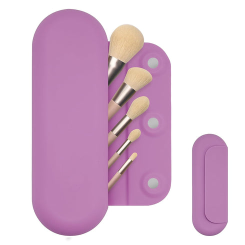 Silicone Makeup Brush Holder Travel Cosmetic Brush Bag Breathable Cosmetic Brush Bag Cosmetic Organizer Anti-fall Off Magnetic Closure Cosmetic Br...