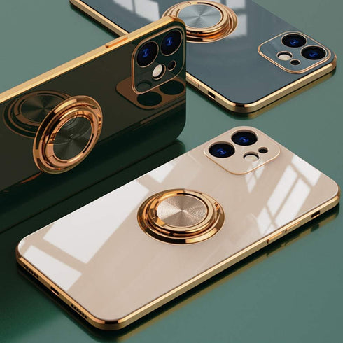 Omorro Rose Gold iPhone 13 Pro Case for Women - Kickstand Ring Holder with 360 Rotation, Magnetic Mount Compatible, Slim Luxury Girly Case in Pink...