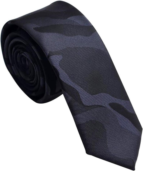 New Slim Camo Ties for Men Classic 2 Inches Black Gray Camouflage Necktie...
