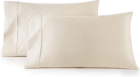 HC Collection Pillow Cases Standard Size/Queen Size Set of 2- Microfiber, Extra Soft Pillowcases - Easy Care & Machine Washable - Cream...
