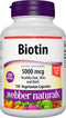 Webber Naturals Biotin 5,000 mcg, 150 Capsules, Supports Healthy Hair, Skin & Nails, Energy Metabolism, Vitamin Supplement, Gluten Free, Non-GMO, ...