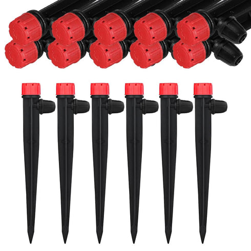 50pcs Adjustable Drip Irrigation Emitters for 1/4" Drip Irrigation Tubing Adjustable 360 Degree Water Flow Drippers Sprayer Drip Sprinklers with S...