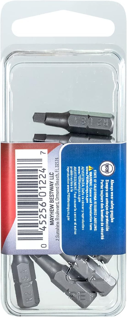 Mayhew Tools 19603-4 Square Recess Power Bit, NO. 3 x 2", 4-Pack...