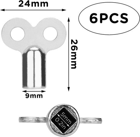6Pcs Radiator Valve Keys, Radiator Bleed Hole Key Radiator Vent Air Valve Key Plumbing Valve Key for Radiators and Faucet (Silver)...