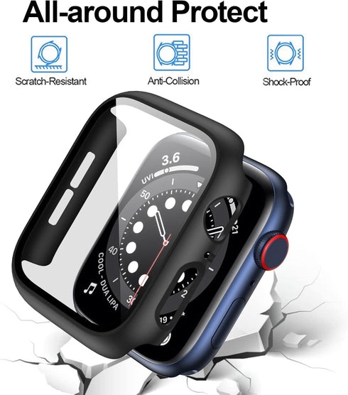 6 Pack Hard Case Compatible for Apple Watch Series 3 38mm with Built-in Tempered Glass Screen Protector,JZK Thin Bumper Full Coverage Bubble-Free ...