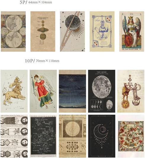 Vintage Scrapbooking Material Paper Sticker Set Universe Constellation Planet Moon Earth Map Art Project DIY Supplies for Scrapbook Journal Planne...