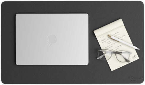 Smead Desk Pad, Vegan Leather Desk Mat with Non-Slip Faux Suede Backing, Perfect Desk Organizer for Office Decor, 23.6” x 13.7” Small, Charcoal (6...