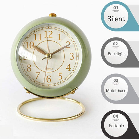 SHISEDECO Small Tableclocks Classic Non-Ticking Tabletop Alarm Clock with Backlight, Battery Operated Astronaut Deskclock with HD Glass for Living...