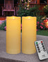 2-Pack Outdoor LED Pillar Candles with Timer and Remote - IP64 Waterproof Battery Operated 2x5 LED Pillar Candles Cream Body Wavy Edge...