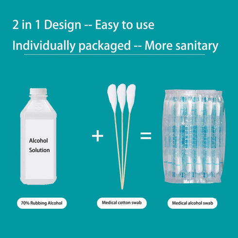 150 - Rubbing Alcohol Q Tips Swabs Cotton Swabsticks Individually Wrapped for Wound Care Trave Newborn Baby Safety...