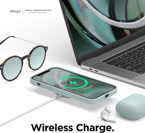 elago Magnetic Silicone Case Compatible with iPhone 12 Pro Max (6.7 inch) - Built-in MagSafe Magnets, Compatible with MagSafe Accessories Mint...