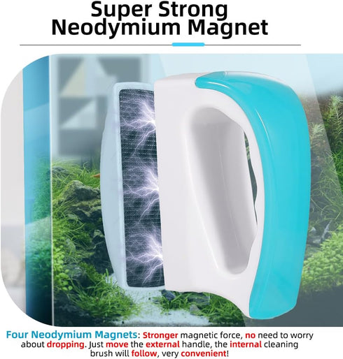 2 Pieces Aquarium Magnetic Brush Glass Fish Tank Algae Scrapers Glass Cleaner Floating Scrubber Aquarium Clean Brush (Size S)...