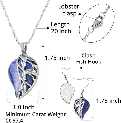 SHOP LC DELIVERING JOY Costume Jewelry Set Leaf Floral Earrings for Women Necklace Stainless Steel Size 20" Birthday Gifts for Women...