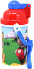 Zak Designs Disney Mickey Mouse One Touch Button Water Bottles with Reusable Built in Straw, Carrying Strap - Safe Approved BPA Free, Easy to Clea...