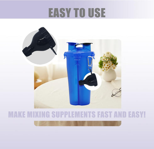 2Pack Protein Powder Container to go Portable Supplement Funnels with Shaker Bottle Balls&Spoon Portable Dispenser Container for Fitness and Trave...