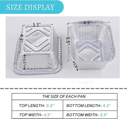 Small Aluminum Pans with Lids(40 Pack - 5"×4") 1 LB Capacity Tin Foil Pans Disposable - 40 Pans and 40 Cardboard Lids for Cooking Baking Party Mea...