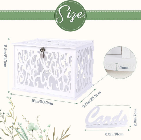 OurWarm PVC Hollow Wedding Envelope Box with Lock and Card Sign, Secure Money Box for Wedding Reception, Birthday, Baby Shower, Graduation Party S...