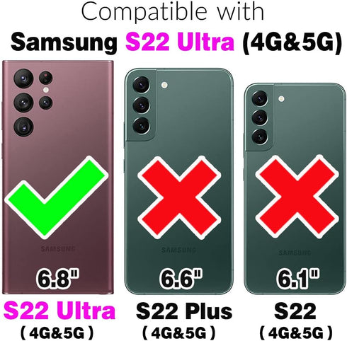 Asuwish Phone Case for Samsung Galaxy S22 Ultra 5G Wallet Cover with Tempered Glass Screen Protector Wrist Strap Mandala Flower Flip Zipper Card H...