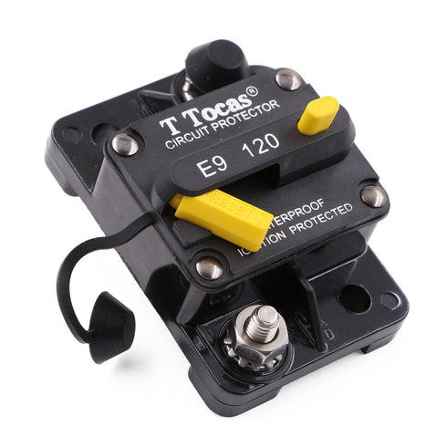 Hi-Amp 120 Amp Circuit Breaker with Manual Reset for Car Automotive Audio Boat RV Truck Solar Battery System, 12V - 48V DC, Waterproof IP67 120A...