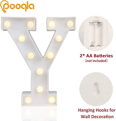 Pooqla LED Marquee Letter Lights Sign, Light Up Alphabet Letter for Home Party Wedding Decoration Y...
