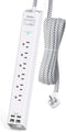 Power Strip Surge Protector with USB C - Flat Plug Extension Cord with 6 AC Outlets 4 USB (2 USB C), Wall Mount, 5ft, 900 J, Multi Plug Outlet Ext...