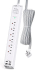 Power Strip Surge Protector with USB C - Flat Plug Extension Cord with 6 AC Outlets 4 USB (2 USB C), Wall Mount, 5ft, 900 J, Multi Plug Outlet Ext...