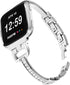 Metal Bands Compatible with Fitbit Versa 2/Versa Lite/Versa for Women, Bling Bracelet with Rhinestone Luxurious Wristbands, Silver Rose Gold Black...