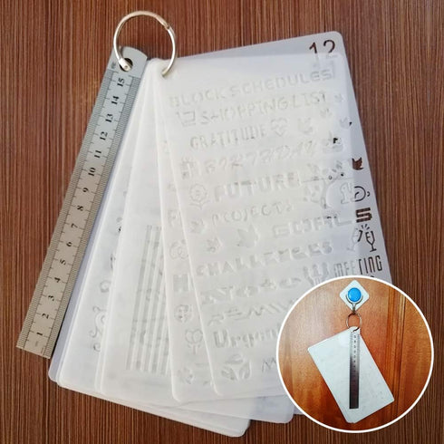 Journal Stencil Set for Dotted Journals, Journalling Supplies/Accessories Kit Includes Daily/Weekly/Monthly Calendars, Icon, Chart, Numbers,Shape...