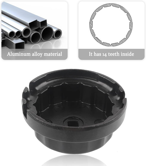 64mm Oil Filter Wrench,Aluminum Alloy Quickly Oil Filter Removal Tool Compatible with Lexus Toyota Tundra RAV4 Sienna 2.5L to 5.7L Engines Oil Fil...