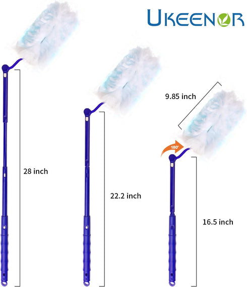 180° Dusters Multi Surface Duster Refills Kit Extender Handle (1 Long Handle to + 1 Short Handle + 15 Duster Refill)...