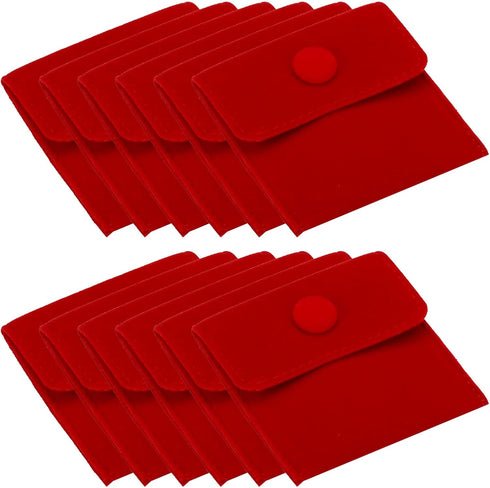 PATIKIL 7x7cm Jewelry Pouches with Snap Button, 12 Pack Velvet Jewelry Pouches Portable Soft Storage for Necklace Bracelet Earring Watch Rings Bro...