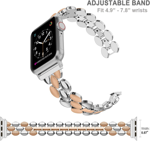 Moolia Elegant Metal Strap Compatible with Apple Watch Band 42mm 44mm 45mm 46mm 49mm Metal Fashion Women Replacement Strap Bracelet for iWatch Ser...