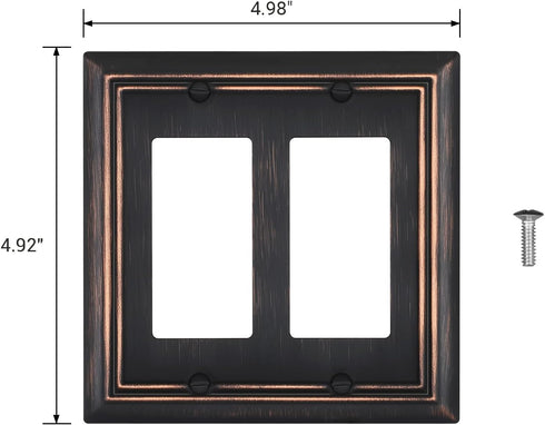 DEWENWILS Double Decorator Wall plates, Aged Bronze Outlet Covers, Metal Face Plates for Electrical Outlets, GFCI, Dimmer Switch, 2-Pack...