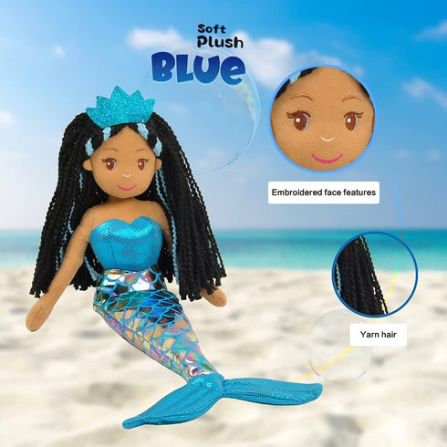 Linzy Toys,Aria Mermaid Doll, Soft Plush Mermaid, Blue, 18" Mermaid Toys for little Girls, Sirena's para ninas, Sirena's Plush (89002)...