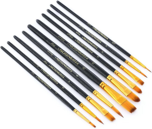 Transon 20pcs Artist Painting Brush Set for Acrylic Watercolor Gouache Hobby Craft Face Rock Painting Black and White Color...