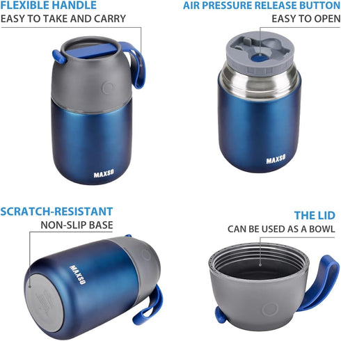 Insulated Thermo Food Jar for Hot & Cold Food for Kids Adult, 17 oz Soup Thermal Hot Food Containers for Lunch, Triple Layer Insulation Stainless ...