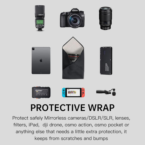 BEIYANG Camera Protective Wrap, Lens Protector Wrapper, 17.7X17.7 Inch Black Magic Self-Adhesive Cloth for Camera/Lens/Phone/DSLR/Laptop/Accessori...