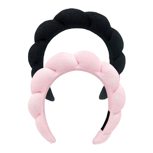 Spa Headband for Women, Sponge Headband for Washing Face, Makeup Headband, Skincare Headbands for Makeup Removal, Shower, Hair Accessories(Pink,Bl...