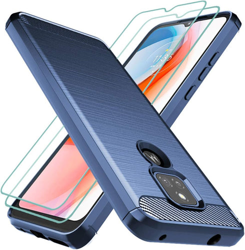 Osophter for Moto G Play 2021 Case with 2pcs Screen Protector Shock-Absorption Flexible TPU Rubber Protective Cell Phone Cover for Motorola G Play...
