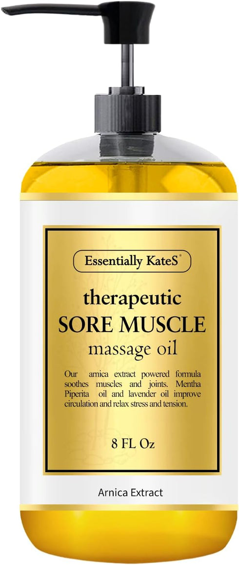 Sore Muscle Massage Oil 8 Fl Oz - Arinca Extract and Peppermint - Soothe Sore and Tired Muscle and Joints...