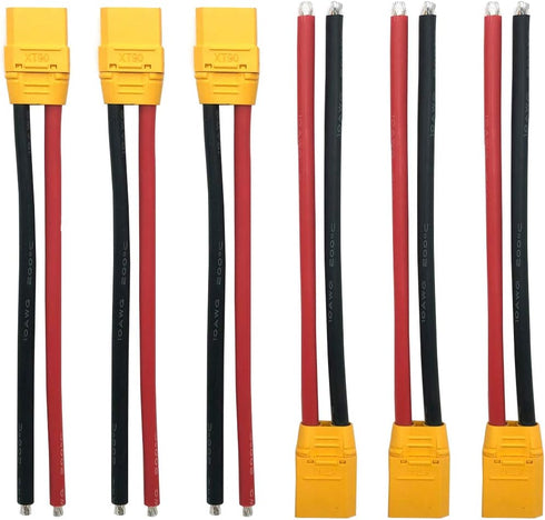3 Pairs Amass XT90H XT90 Wire XT 90 Plug Male and Female Connector 150mm 10AWG Silicon Wire for RC Lipo Battery FPV Racing Drone...