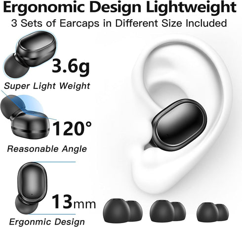 kurdene S8+ Wireless Earbuds Bluetooth 5.3 Headphones, Deep Bass Stereo with 2 Mics for AI Clear Calls Earphones in-Ear, Immersive Premium Sound E...