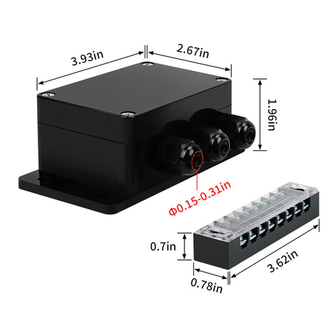 ABS IP67 Waterproof Dustproof Electrical Junction Box, with 15A 600V Barrier Terminal Cable Connector, 1 in/3 Out Power Junction Box?3.93 * 2.67 *...